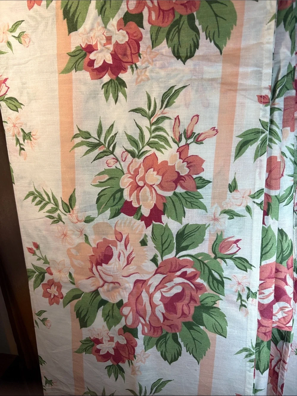 Vintage 90’s 2 piece Floral Pink & Green Curtains Panels A